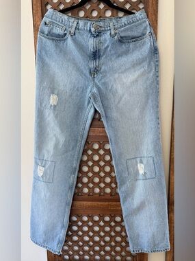 Polo Ralph Lauren Distressed Patch Jeans 12x31 Light Wash Straight Denim